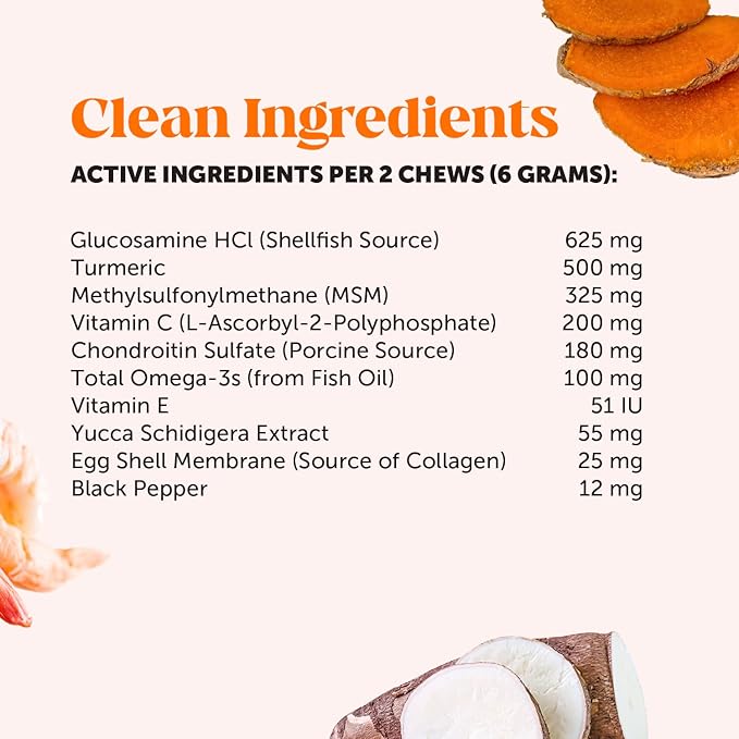 Pet Honesty Hip & Joint Health - Glucosamine for Dogs Soft Chews, Joint Supplement for Dogs with Glucosamine Chondroitin, MSM, Turmeric, Anti Inflammatory for Dogs, Support + Mobility (Chicken 90ct)