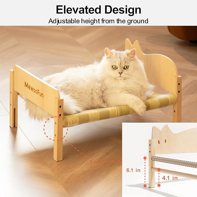 MEWOOFUN Cat Hammock Bed Elevated Pet Bed for Indoor Cats or Puppy, 21.7" X 16" Floor Standing Dog Bed Pet Resting Hammock for Cats & Small Dogs (Green)