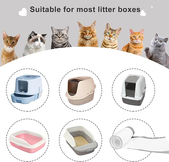 120 Count Cat Litter Bags Drawstring Litter Box Liners Compatible with Litter Robot 4 Waste Bags,Thick Replacement Cat Litter Box Liners for Self Cleaning Litter Box