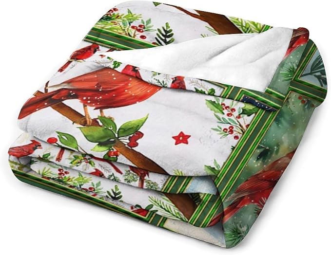 Cardinal Print Blanket Red Birds Memorial Throw Blankets Gifts for Couch Sofa Bed Stuff Decor Lightweight Soft Cozy Fleece Plush Warm Flannel Bedding for Lover Men Women Teen Adults 50"x60"