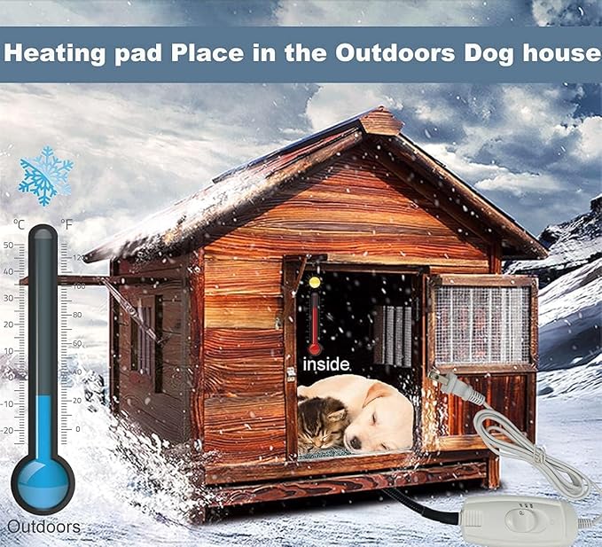 Extra Large Pet Heating pad Dog Cat Heated Bed mat Puppy Heating pad for whelping Box Electric Heating Blanket Outdoor Dog House Heater Water Resistant Easy Clean