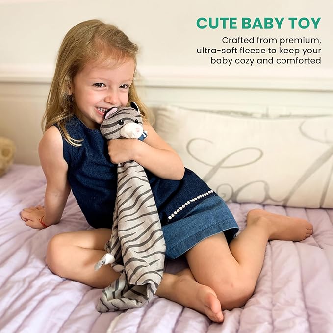 Security Blanket - 18" Tall Soft Fleece Blanky for Boys & Girls - Soothing Baby Blanket With Plush Stuffed Animal Kitty Cat