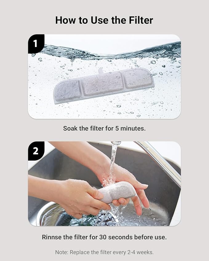 DownyPaws 16 Packs Replacement Filters for Battery Operated Cat Water Fountain DPWFP6 Fursink, 8 Months Set of Replacement Filters