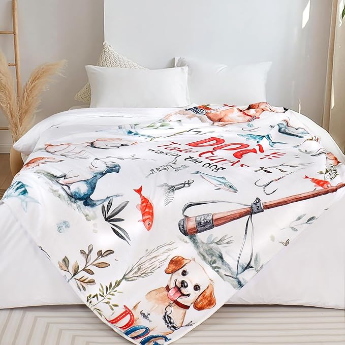 Tupmnbry Dog Throw Blanket Cute Dog Animal Pattern Blanket Super Soft Flannel Fleece Blankets Lightweight Fluffy Plush Bed Blanket for Bedding Sofa and Travel 60"X80"