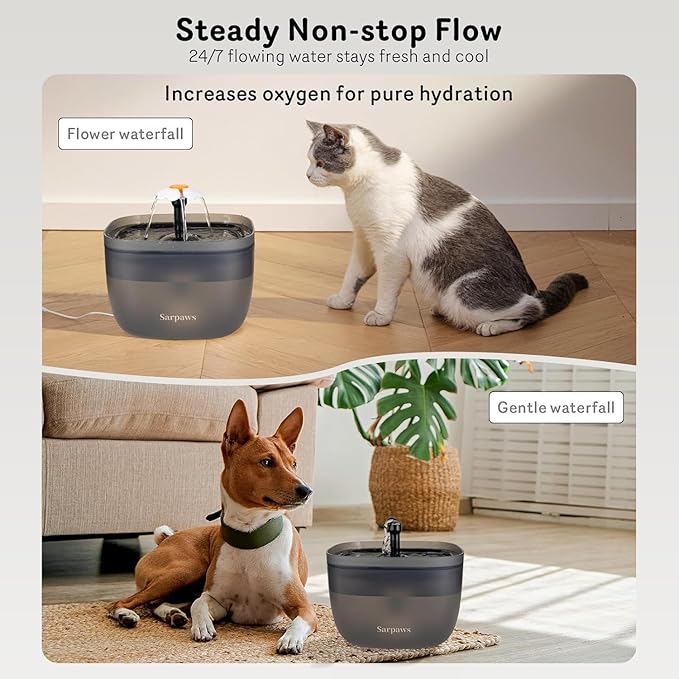 Automatic Cat Feeder and Cat Water Dispenser FW1, Wire or Battery Cat Food Dispenser Timer Pet Feeder - Locking Lid, Desiccant Bag, Programmable Portion Control, 4 Daily Meals, 10s Voice Recorder