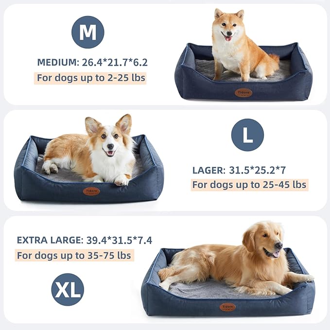 Orthopedic Dog Beds for Small Dogs, Durable Egg Crate Foam Sofa Dog Bed wit Washable Removable Cover,Waterproof Lining and Nonskid Bottom,Pet Bed for Medium Dogs (Navy Blue, Medium)