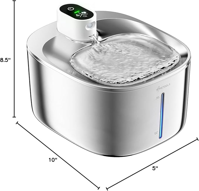 Wireless Cat Water Fountain, 135 fl oz/4L Battery Operated Cat Fountain Stainless Steel with Water Level Window, 3 Work Modes, Cordless Pet Water Fountain for Cats, Dogs, Pets, Inside
