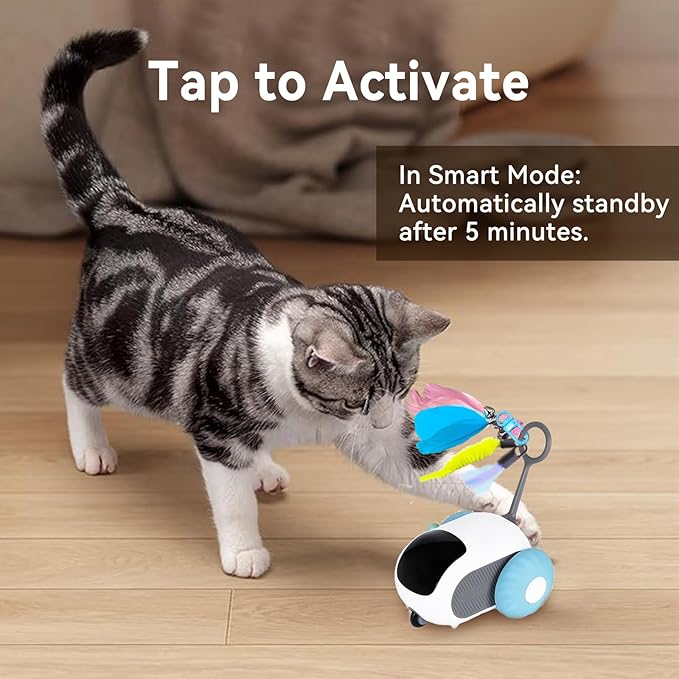 Turbo Tail 4.0 Cat Toy, Interactive Cat Toys for Indoor Cats, Automatic Kitten Toys with 2-Speed Adjustment, Remote Control & Rechargeable Exercise Cat Toys for Bored Indoor Adult Cats