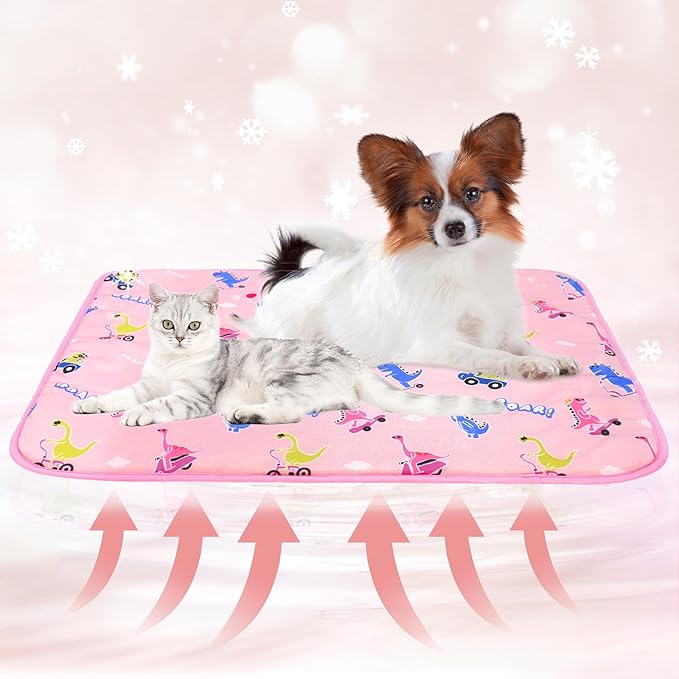DELIFUR Dog Cooling Mat- Pet Cooling Mat Outdoor for Dogs Self Cooling Pad for Puppy Small Medium Dog Machine Washable (Large, Pink)