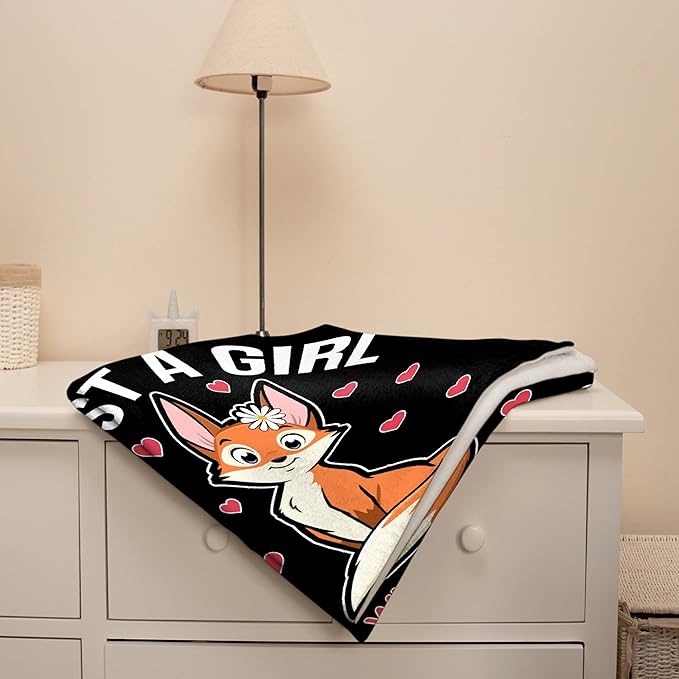 Fox Blanket Stuffed Animal Gift for Teen Kids Women Fleece Throws-Just A Girl Who Loves Foxes Lightweight Plush Toddler Christmas Decor Super Soft Flannel Blankets for Bedding Chair-60x80 Inches
