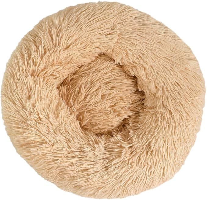 otoez Kitten Puppy Bed Extra Small XS Round Dog Cat Beds Anti Anxiety Plush Pet Calming Donut Bed with Non-Slip Waterproof Bottom, Washable (15.7", Oatmeal)