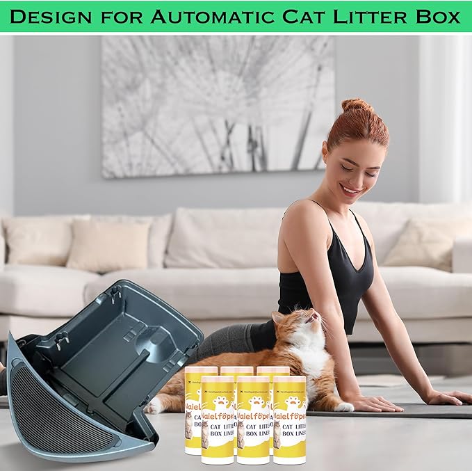 120 Count 26" x 16" Cat Litter Box Liners and Replaced Trash Bags Compatible with Litter Box Robot 4 and 3, Thick Heavy Duty Drawstring Replacement Waste Drawer Liners Bags 10-12 Gallons of Capacity