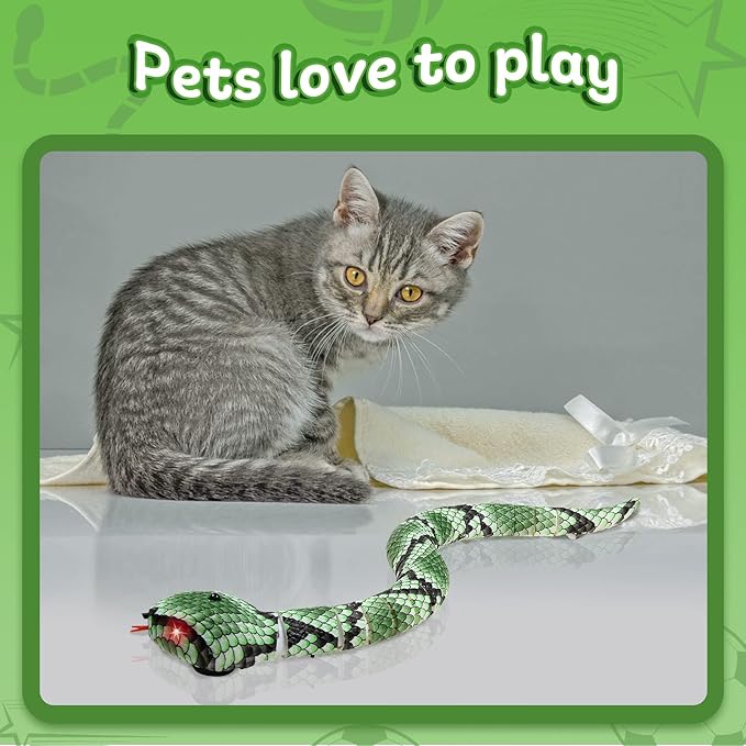 cat Toys Snake,Smart Sensing Snake cat Toy,Kitten Toys Interactive cat Toy,USB Rechargeable Electric Simulation Slithering Serpent-for Kids, Cats & Dogs,Game Play Toy
