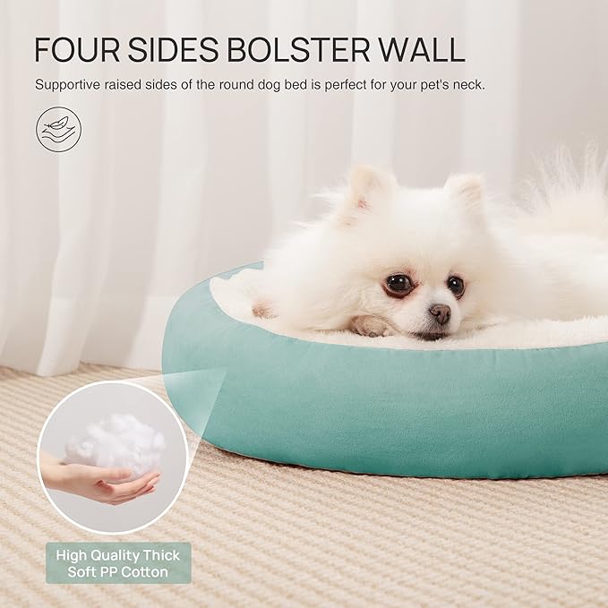 Love's cabin Round Donut Cat and Dog Cushion Bed, 20in Pet Bed for Cats or Small Dogs, Anti-Slip & Water-Resistant Bottom, Super Soft Durable Fabric Pet Beds, Washable Luxury Cat & Dog Bed Blue