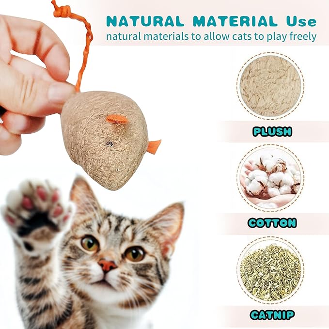 Cat Toy Interactive Toy Plush Kittens Kitty Mouse Shaped Toy, Cat Chew Toy Indoor.