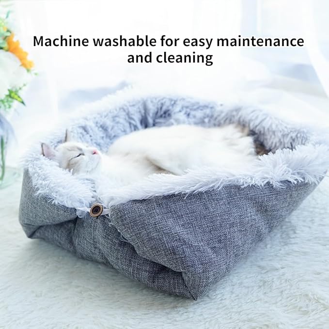 Cat Beds Small Dog Bed, Self Warming Cat Dog Mat Washable Warm Fluffy Pet Pad Calming Cushion Soft Kitty Bed for Indoor Outdoor Crate Pets Cat Small Dog Sleeping (White)