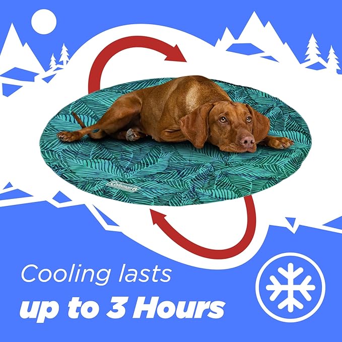 Coleman Round Reversible Cooling Pet Mat, Large, 36", Navy and Teal