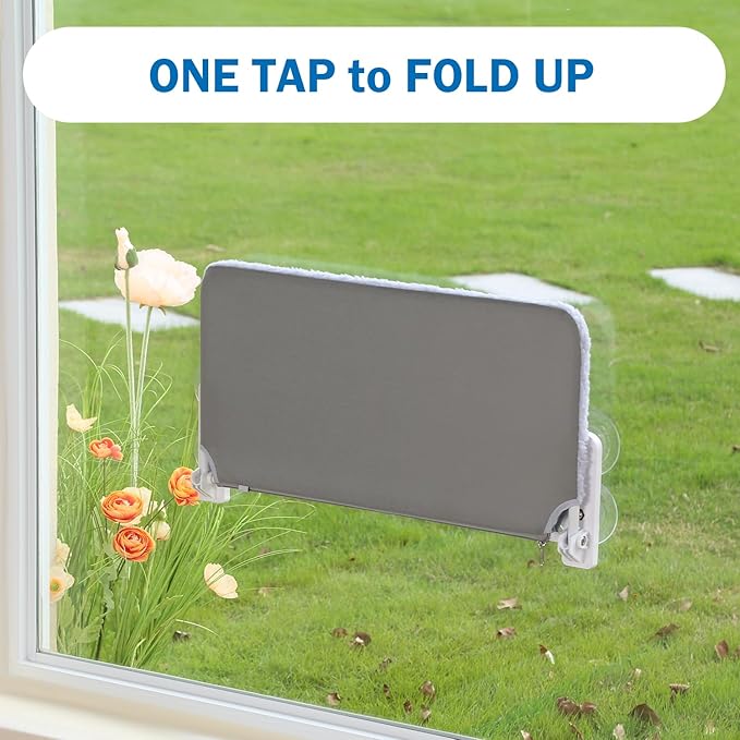 Easy Fold Cat Window Perch - Cordless, Fold-Up, Zip Closure Embeded Machine Washable Bed Cover, Robust Metal Frame - Cat Hammock for Window for Large Cats and Kittens (Gray, Medium)