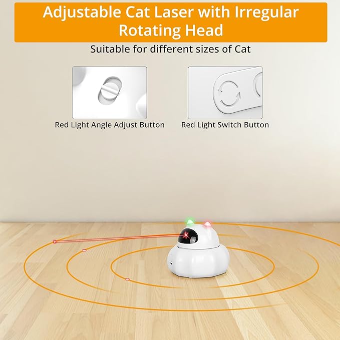 TBTeek Cat Toy, 3in1 Automatic Red Light & Feather, Rechargeable, Interactive Cat Toys 22.4inch Cover Indoor Kitten Toys