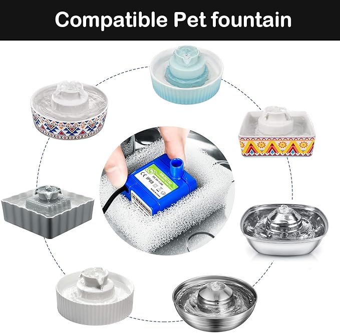 Cat water fountain pre-filter sponge 8 pack for ceramic cat fountain and stainless steel pet water fountain