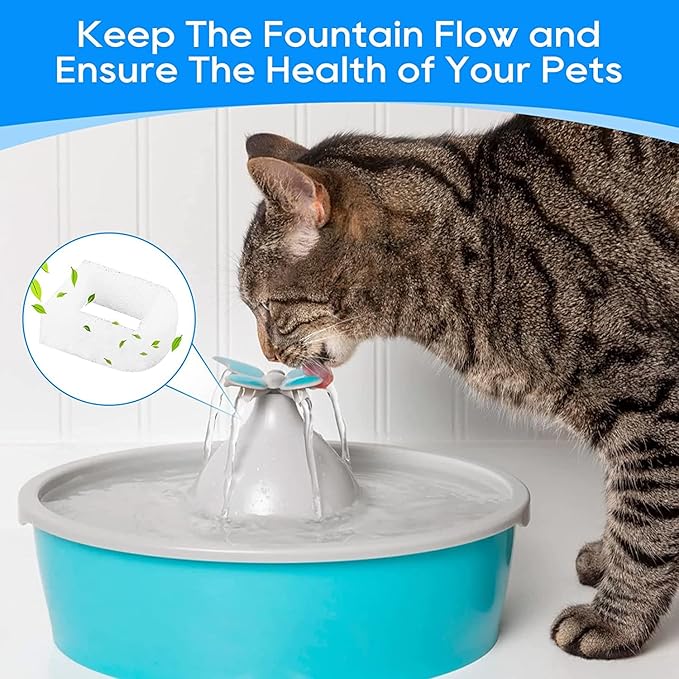 24PCS Cat Water Fountain Filters for Petsafe Water Fountain, for Drinkwell Pet Fountain Filters, Replacement Foam Filters for Drinkwell 360 Pet Fountain Seaside Pagoda 1/2 Gallon Fountains