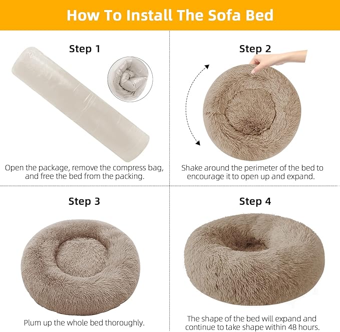 Nisrada Dog Bed for Small Medium Large Dogs, 30 inch Calming Dogs Bed, Washable-Round Cozy Soft Pet Bed for Puppy and Kitten with Slip-Resistant Bottom
