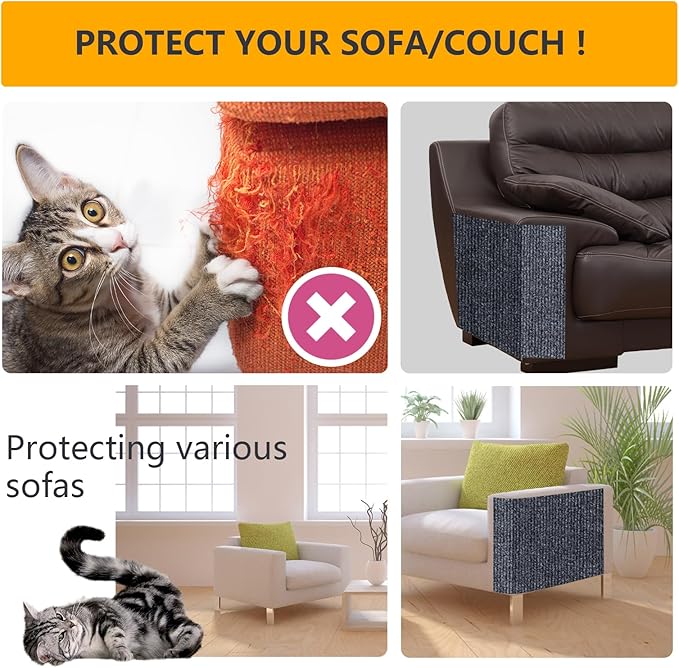 120"x15.8" cat Scratch Furniture Protector Keep Couch Sofa Protection Anti Claws Corner Wall Scratcher Post sisal Scratching mat Carpet pad Cover Fabric Tree Guards remnants (Black)
