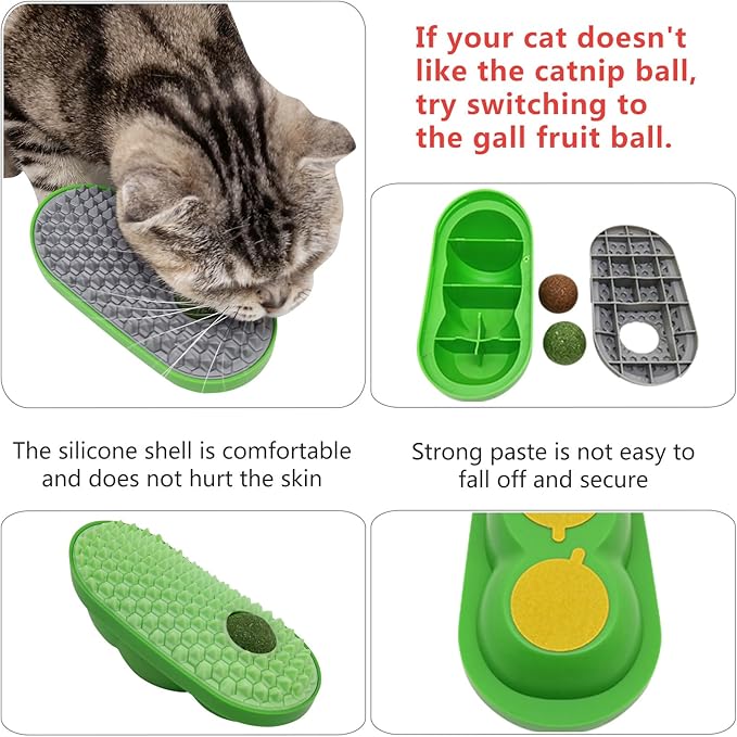 2 Pcs Catnip Toys Balls That Stick on Wall,Cat Toy Ball, Catnip Wall Balls for Cats Lick,Cat Face Scratchers, Cat self Groomer for Indoor Cats, Cat Corner Brush Wall