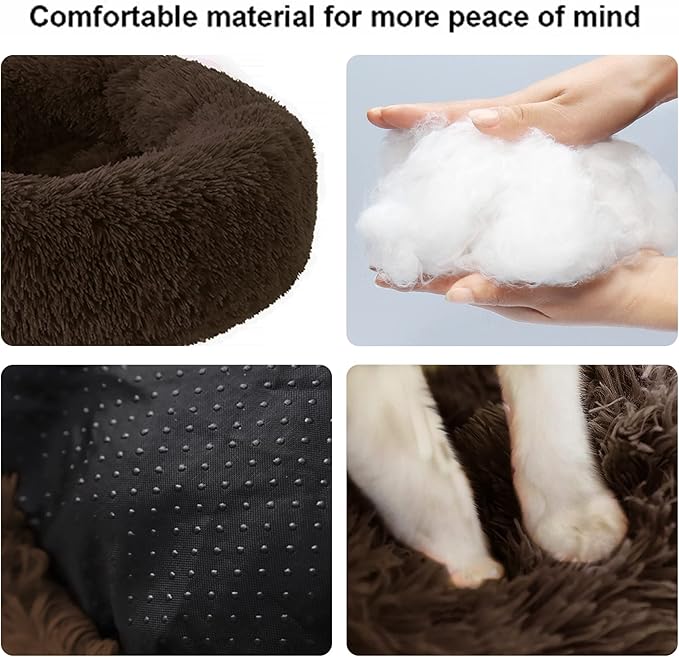 Nisrada Dog Bed for Small Medium Large Dogs, 27 inch Calming Dogs Bed, Washable-Round Cozy Soft Pet Bed for Puppy and Kitten with Slip-Resistant Bottom