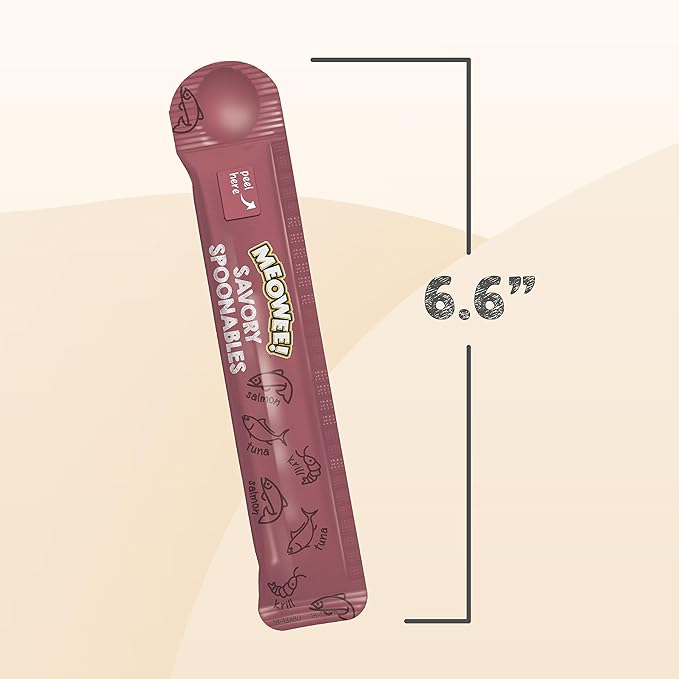 Savory Spoonables with Real Salmon, Tuna & Krill, 8 Count Tube, Triple Flavor Squeezable Lickable Wet Treats for Cats with Built-in Spoon for Less Mess