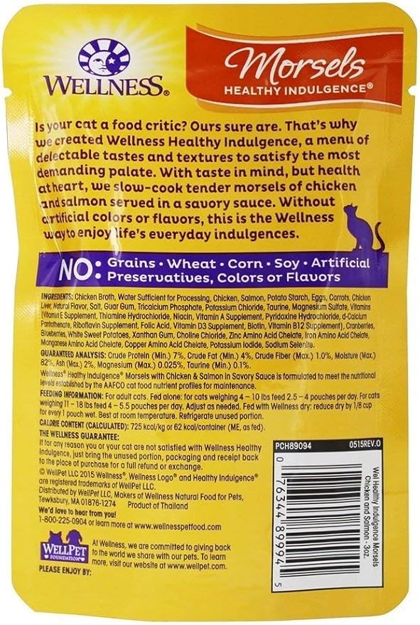 Wellness, Cat Food Chicken Salmon Morsels, 3 Ounce