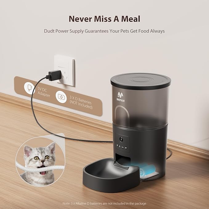 Automatic Cat Feeder with Camera, APP Remote Control, Programmable Cat Food Dispenser, 2-Way Audio, Timed Cat Feeders for Dry Food, 1-8 Meals Per Day for Pets, 10s Voice Recorder(Support 2.4GHz WiFi)