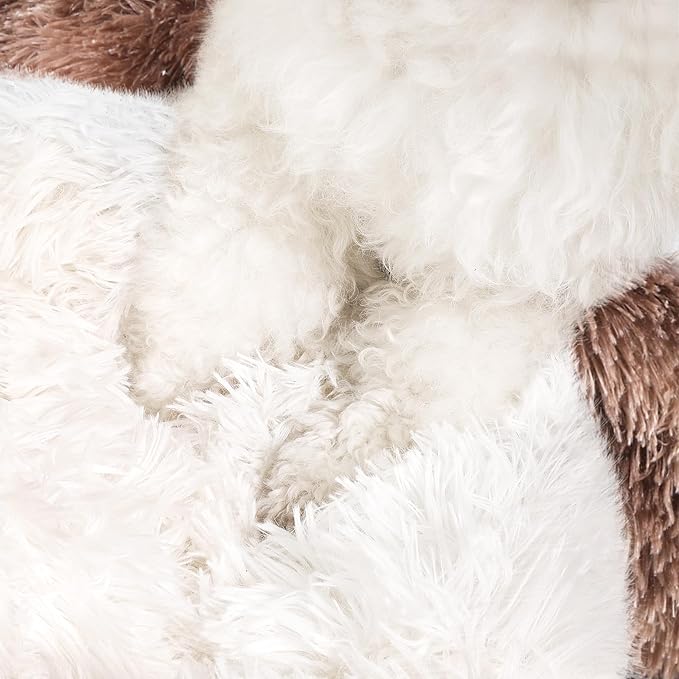 NOYAL Dog Bed Round Hooded Plush Cat Cave Donut Anti Anxiety Fluffy Dog Bed for Small Medium Dog and Cat