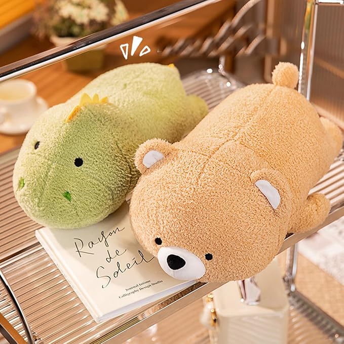 16 Inch Plush Beige Bear Stuffed Animal Hugging Pillow Cuddly Bear Plushies Anime Gifts for Kids and Lovers