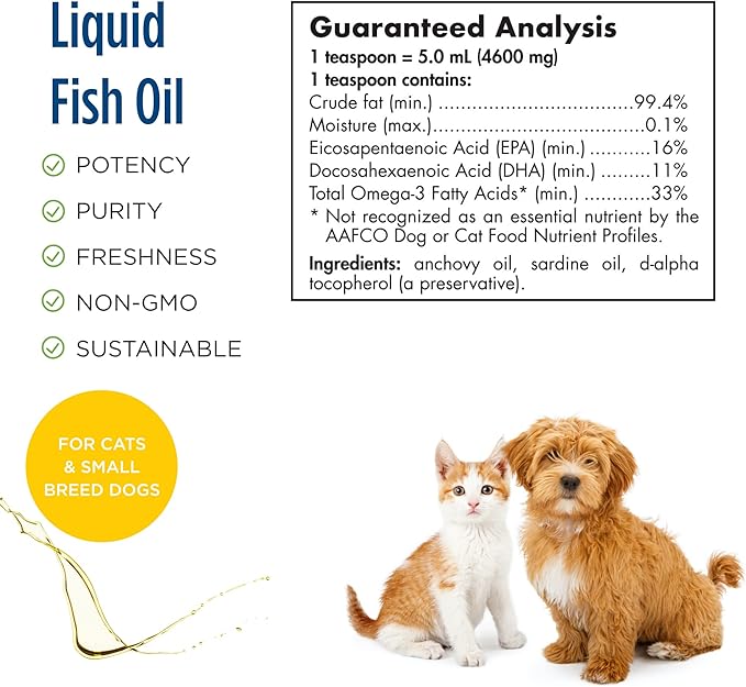Nordic Naturals Omega-3 Pet, Unflavored - 2 oz - 304 mg Omega-3 Per One mL - Fish Oil for Small Dogs & Cats with EPA & DHA - Promotes Heart, Skin, Coat, Joint, & Immune Health