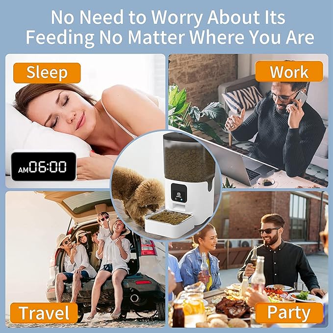 Smart Automatic Cat Feeders: WiFi Pet Feeder with APP Control for Remote Feeding, Detachable for Easy Clean, Automatic Cat Food Dispenser with Alexa,1-30 Meals Per Day for Dog (6L/25Cup)