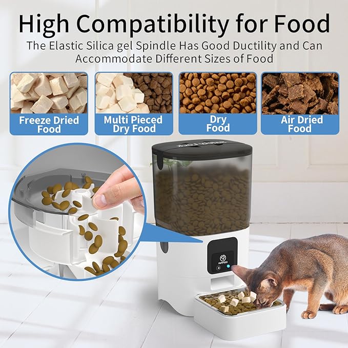 Smart Automatic Cat Feeders: WiFi Pet Feeder with APP Control for Remote Feeding, Detachable for Easy Clean, Automatic Cat Food Dispenser with Alexa,1-30 Meals Per Day for Dog (6L/25Cup)