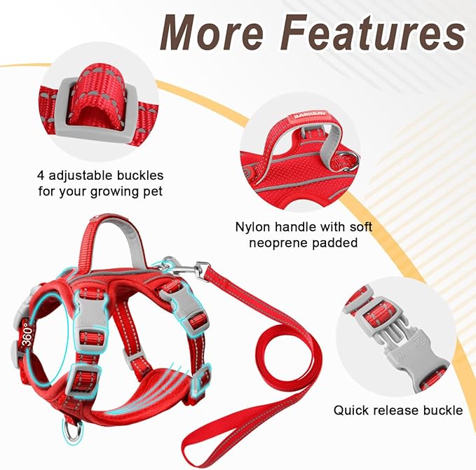 Cat Harness and Leash Set for Walking Escape Proof for Small Large cat Kitten Harness with ID tag Pocket (Red,S)