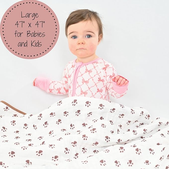 LollyBanks Muslin Baby Blanket 100% Cotton, Muslin Quilt Lightweight, 6 Layers Baby Blankets 47"x 47", Toddler Blanket for Boy and Girl, Nursery Receiving Blankets Baby Essentials (Cats Print)