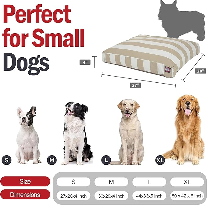 Majestic Pet Rectangle Small Dog Bed Washable – Non Slip Comfy Pet Bed – Dog Crate Bed with Removable Washable Cover – Dog Kennel Bed for Sleeping - Dog Bed Small Breed 27x20x4 Inch – Sand Beige