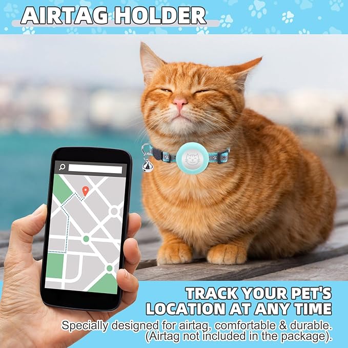 KOOLTAIL Cat Harness and Leash Set Escape Proof with Cat Airtag Holder Collars (3 in 1), Comfortable Lightweight Adjustable Kitten Harness for Small Medium Large Cats Safe Walking & Travel Outdoors