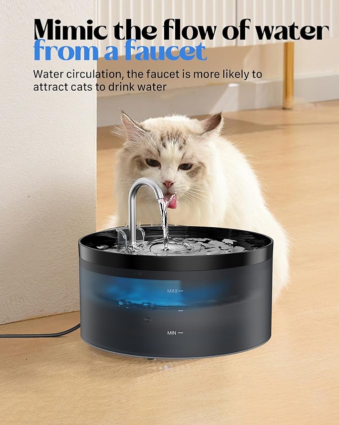 Cat Water Fountain for Cats Indoor: 108oz/3.2L Cat Fountain - Silent Pet Water Fountain for Drinking - Black Cat Drinking Fountain - Faucet Dog Water Fountain - Suitable for Cats & Dogs - GIOTOHUN
