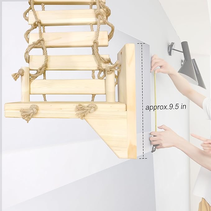 Cat Wall Shelves, Climbing, Wooden Cat Furniture, Cat Shelves and Perches for Wall, Cat Bridge Long for Indoor Cats, Wall Mounted, Playing and Lounging (Length 39in)