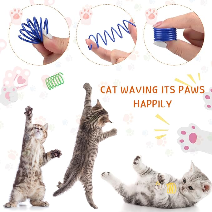 Shappy 150 Pcs Cat Toys Bulk Pack Cat Toy Gift for Christmas Include Mice Rainbow Balls Lattice Balls Sisal Balls Table Tennis Balls Plush Balls Springs Crinkle Balls Caged Bell Balls