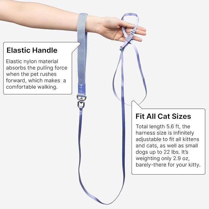 Cat Harness and Leash Set - U.S. IDA Bronze Awarding Design, Escape Proof and Anti-Chocking, for Walking and Training, Lighweight for Kitten and Small Large Cat and Puppy(Blush Pink)