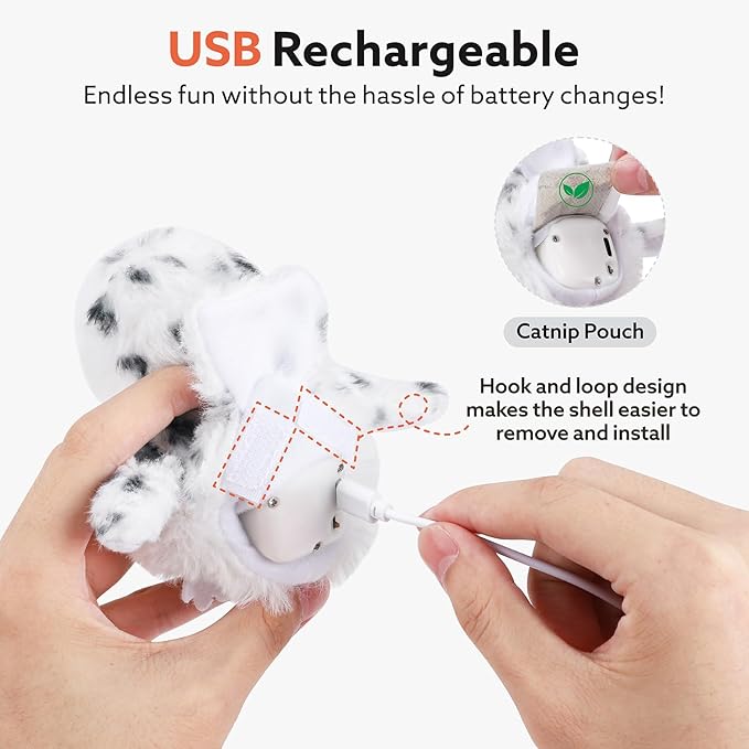 Flapping Owl Cat Toys, Interactive Cat Exercise Toy with Lifelike Bird Chirp, USB Rechargeable Automatic Cat Kicker Catnip Toys for Bored Indoor Adult Cats Kittens