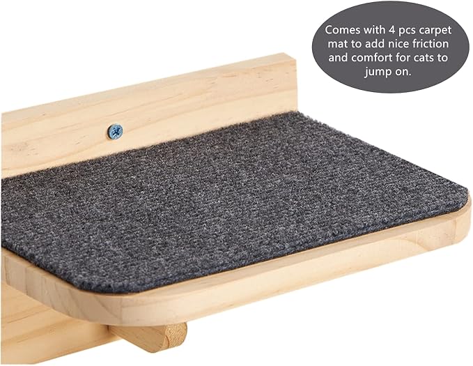 9.8" x 7.1" Solid Wood Wall Mounted Large Cat Step, Cat Wall Furniture, Cat Wall Shelves, Wall Stairs, Wall Perch
