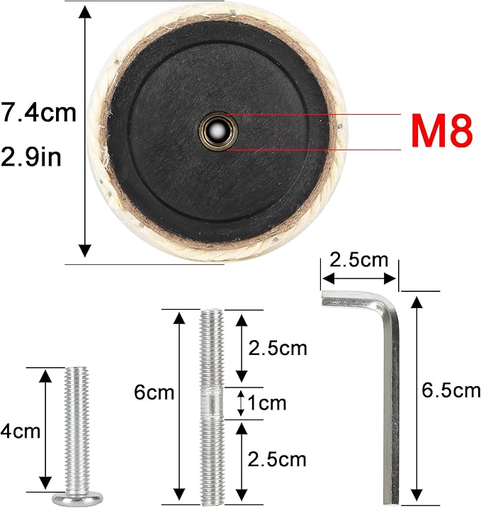 4 Pcs 2.9in 7.4cm Diameter Cat Tree Scratching Post Replacement Parts Sisal Pole (M8, 21.7in/55cm)
