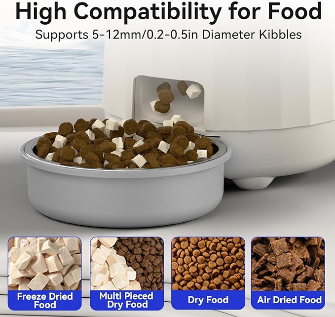 Smart Automatic Cat feeders(2.4G WiFi) and External Camera(2.4/5G WiFi), WiFi Pet Feeder with APP, 1080P HD Video with Enhanced IR Night Vision,Blue-Tooth Link Function&Cloud Storage(Gray)