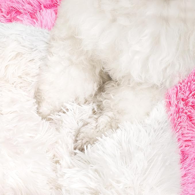 NOYAL Dog Bed Round Hooded Plush Cat Cave Donut Anti Anxiety Fluffy Dog Bed for Small Medium Dog and Cat